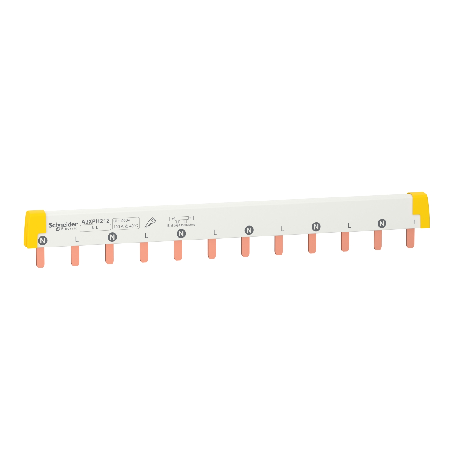 Peine Acti9 - Bipolar - 18 mm - 12 Módulos - 100A Marca Schneider Electric Referencia A9XPH113